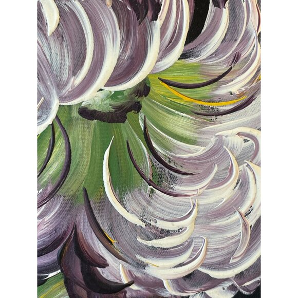 Floral Acrylic Painting On Silk With Beige Matting 14" X 18" Signed By Artist Vi - Picture 6 of 11